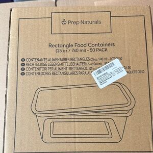 Prep Naturals Rectangle Food Containers 50 Pack